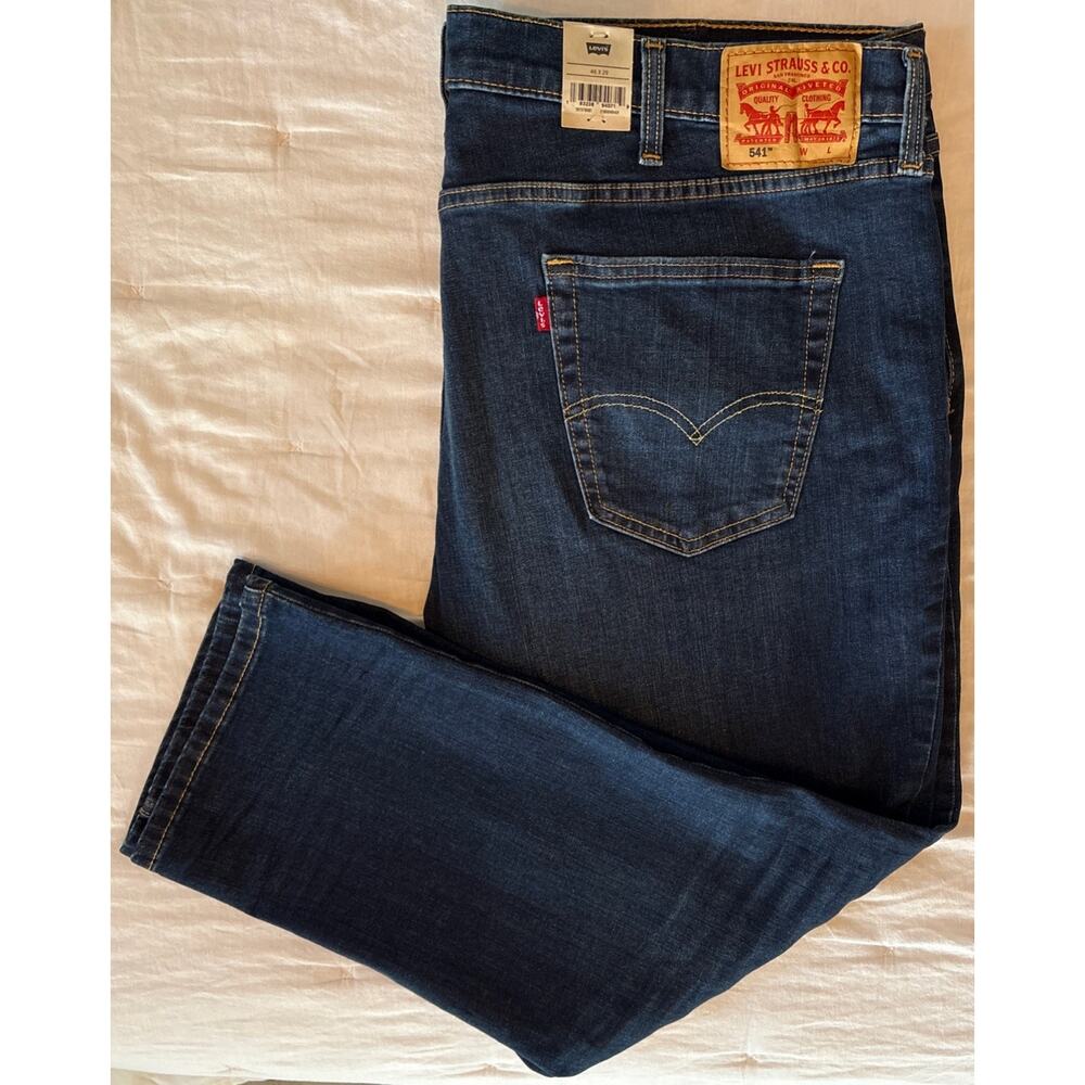 NWT Levi's 541 Athletic Taper Stretch Jeans 46x29 Dark Blue Denim Pants